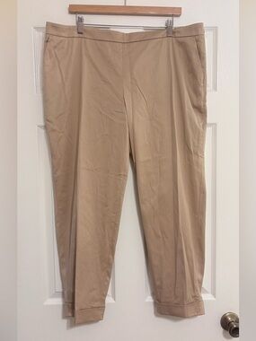AKRIS Women's Melissa Cotton Techno Stretch Cuffed Trouser Pant Sz 16 Sand color